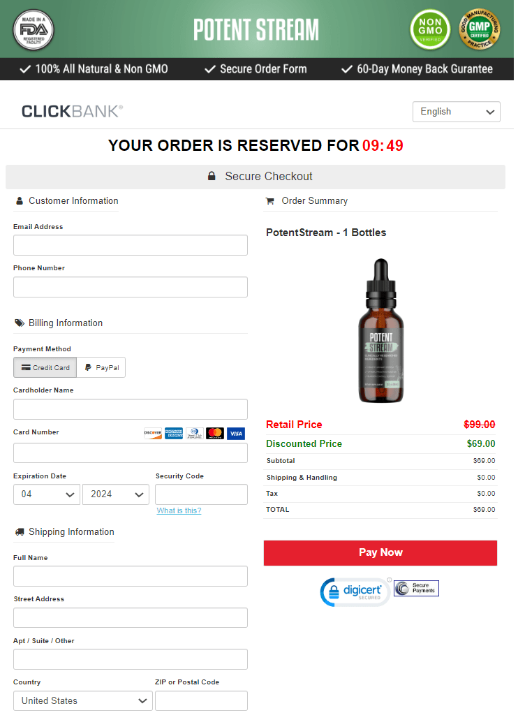 Potent Stream Secured Checkout Form